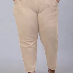 Trend Level Women Beige Solid Relaxed Trousers-picture-14