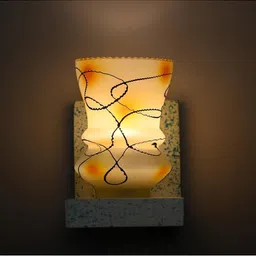 1ST TIME Yellow & White Textured Wood Contemporary Abstract Shaped Shaped Wall Lamp image 3