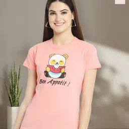 Dreambe Women Pack of 2 Typography Printed Round Neck Cotton T-shirts-picture-34