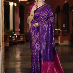 KALINI Woven Design Zari Silk Blend Banarasi Saree-image-37