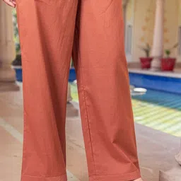 SAVI Embroidered Cotton V-Neck Top With Trousers Co-Ords image 4