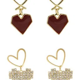 Krelin Set Of 2 Gold-Plated Heart Shaped Drop Earrings image 5