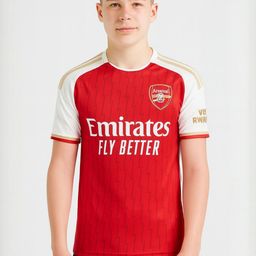dostitch Kids Red & White Round Neck Arsenal Sports Football Jersey-picture-18