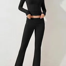 StyleCast Round-Neck Long Sleeves Cropped-Top With Trouser Co-Ords image 4