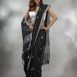 Ruuprekha Floral Pure Cotton Khadi Saree-image-6