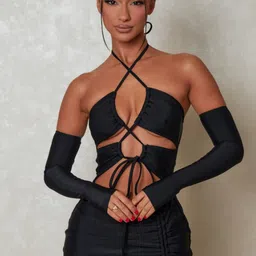 VANGULL Halter Neck Bodycon Midi Dress-image-57