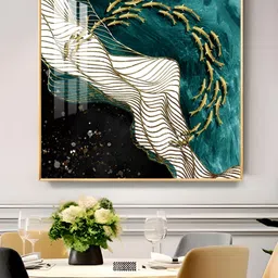 THE NEXT DECOR Gold-Toned & White Urban Serenity Glass Finish Square Wall Art-image-39