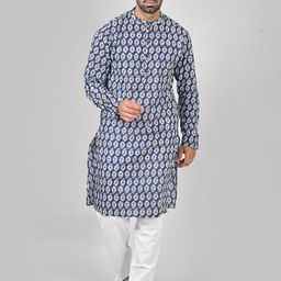 Anouk Rustic Men Paisley Printed Cotton Kurta with Pyjamas-picture-41