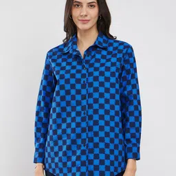 Pink Fort Checked Roll-Up Sleeves Cotton Boxy Top-picture-37
