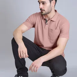 Triptee Men Solid Polo Collar Cotton T-shirt image 4