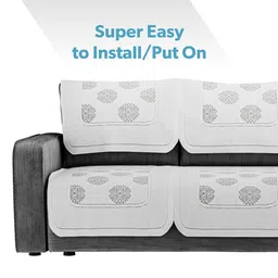 Kuber Industries Grey Printed Cotton Sofa Cover image 2