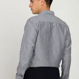 ELLIPSE Men Vertical Striped Spread Collar Cotton Formal Shirt image 5