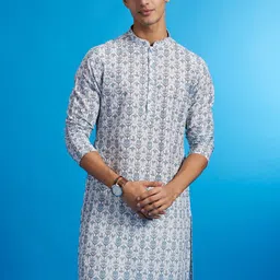 Diwas by Manyavar Men Printed Chikankari Kurta image 5