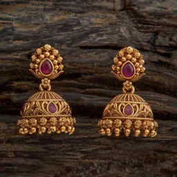 Kushal's Fashion Jewellery Gold-Plated Stones Studded Dome Shaped Jhumkas-image-61