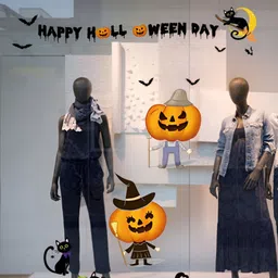 Asian royal Black & Yellow Halloween Party Design Anti-Oil Decals and Stickers-image-13