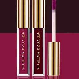 VOZO Set of 2 Stay-All-Day Matte Liquid Lipstick - 4 ml Each - Cherry Red 101 - Maroon 103 image 1