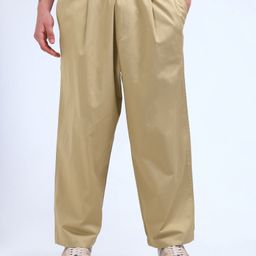 Flying Machine Men Loose Fit Pleated Pure Cotton Regular Trousers-picture-9