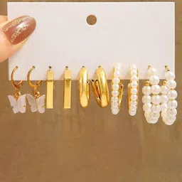 Crazy Fashion Pack Of 5 Contemporary Studs Earrings-image-53