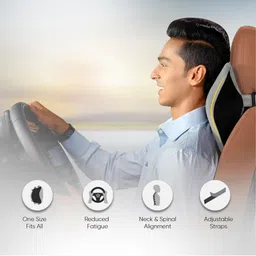 FRIDO Grey Car Comfort Combo Of 3 Neck Rest Backrest & Wedge Seat Cushion image 4