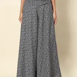 BAESD Women Floral Printed Flared High-Rise Wide Leg Trousers-image-35
