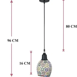 1ST TIME White & Green 2 Pieces Textured Bell Shaped Hanging Ceiling Lamps image 4