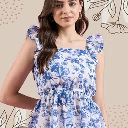 Deewa Floral Print Ruffles Georgette Empire Top-picture-24
