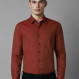 Louis Philippe Men Spread Collar Solid Cotton Slim Fit Formal Shirt-image-92