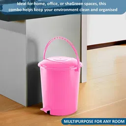 Kuber Industries 2 Pcs Pink Durable Dustbin With Garbage Covers - 10L image 3