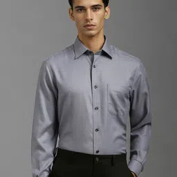Louis Philippe Men Classic Spread Collar Micro Ditsy Printed Cotton Formal Shirt-image-30
