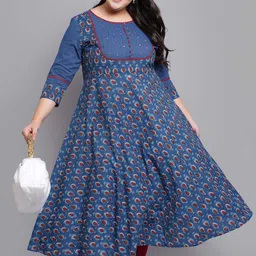 IKRASS Women Ethnic Motifs Printed Gotta Patti Anarkali Kurta-picture-27