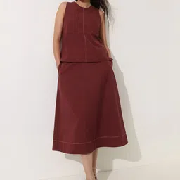 Pink Fort Round-Neck Sleeveless Top With Skirt Co-Ords image 4