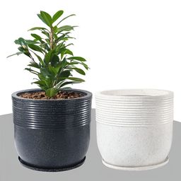 RUBOXA 2-Pcs Black & White Textured UV-ProtectedPlanters-picture-32