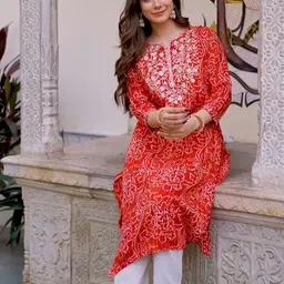 Wawlooks Women Bandhani Print Sequinned Kurta image 5