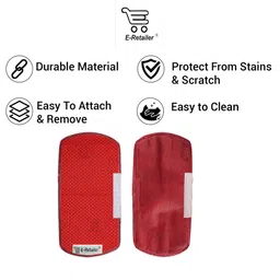 E-Retailer 4Pc Red Patterned Waterproof Refrigerator & Handle Cover With Oven Cover image 2