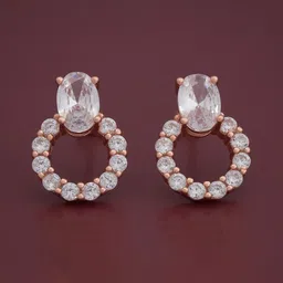 Kushal's Fashion Jewellery 92.5 Sterling Silver Rose Gold-Plated Classic Zircon Studs-picture-18