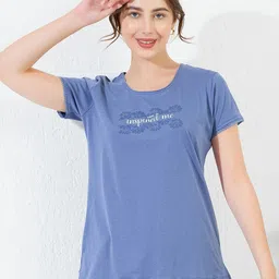 QUIRA Women Printed Regular Fit T-shirt & Capri Set Night suit image 5