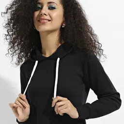 Campus Sutra Women Solid Hooded Sweatshirt-image-38