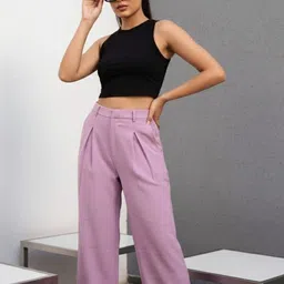 HIGH BUY Women Tailored High-Rise Pleated Trousers-picture-27