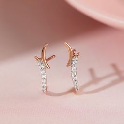 Mia by Tanishq Women 14 KT Rose Gold Diamond Studded Stud Earrings 1.39 g-picture-41