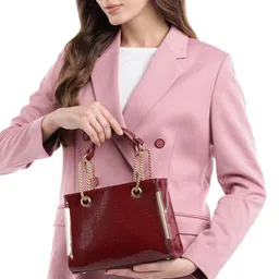 FABBHUE Women Textured Structured Handheld Bag-image-6