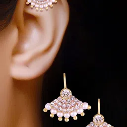 VIVASTRI Women Gold-Plated Alloy Earrings image 2