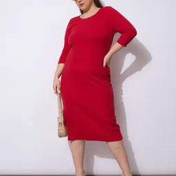 SASSAFRAS Curve Women Sheath Plus Size Midi Dress-picture-23