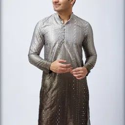 Aesthelia Men Ombre Dyed Regular Sequinned Kurta with Pyjamas image 4