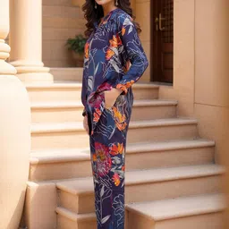 all about you Printed Mandarin Collar Neck Shirt With Trousers Co-Ords image 3