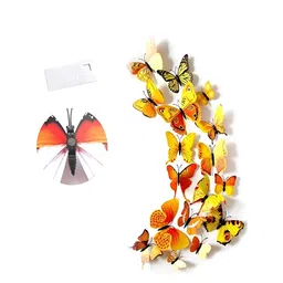 Asian royal Set Of 24 Yellow & Orange Butterfly Wall Stickers image 5