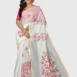 Crochetin Floral Embroidered Ready to Wear Saree-picture-14