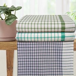 Athom Living Premium White & Green 3 Pieces Striped Cotton 210 GSM Bath Towels-picture-19