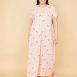 max Women Floral Printed Round Neck Pure Cotton Maxi Nightdress-picture-26