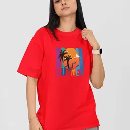 Moda Rapido Women Printed Drop-Shoulder Sleeves Pockets T-shirt-picture-26