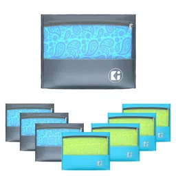 Kuber Industries Grey & Blue 8 Pieces Waterproof Wardrobe Multi-Utility Organisers image 3